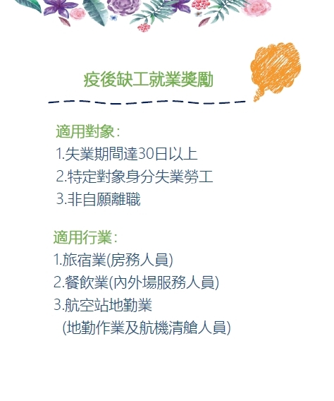 疫後缺工就業獎勵