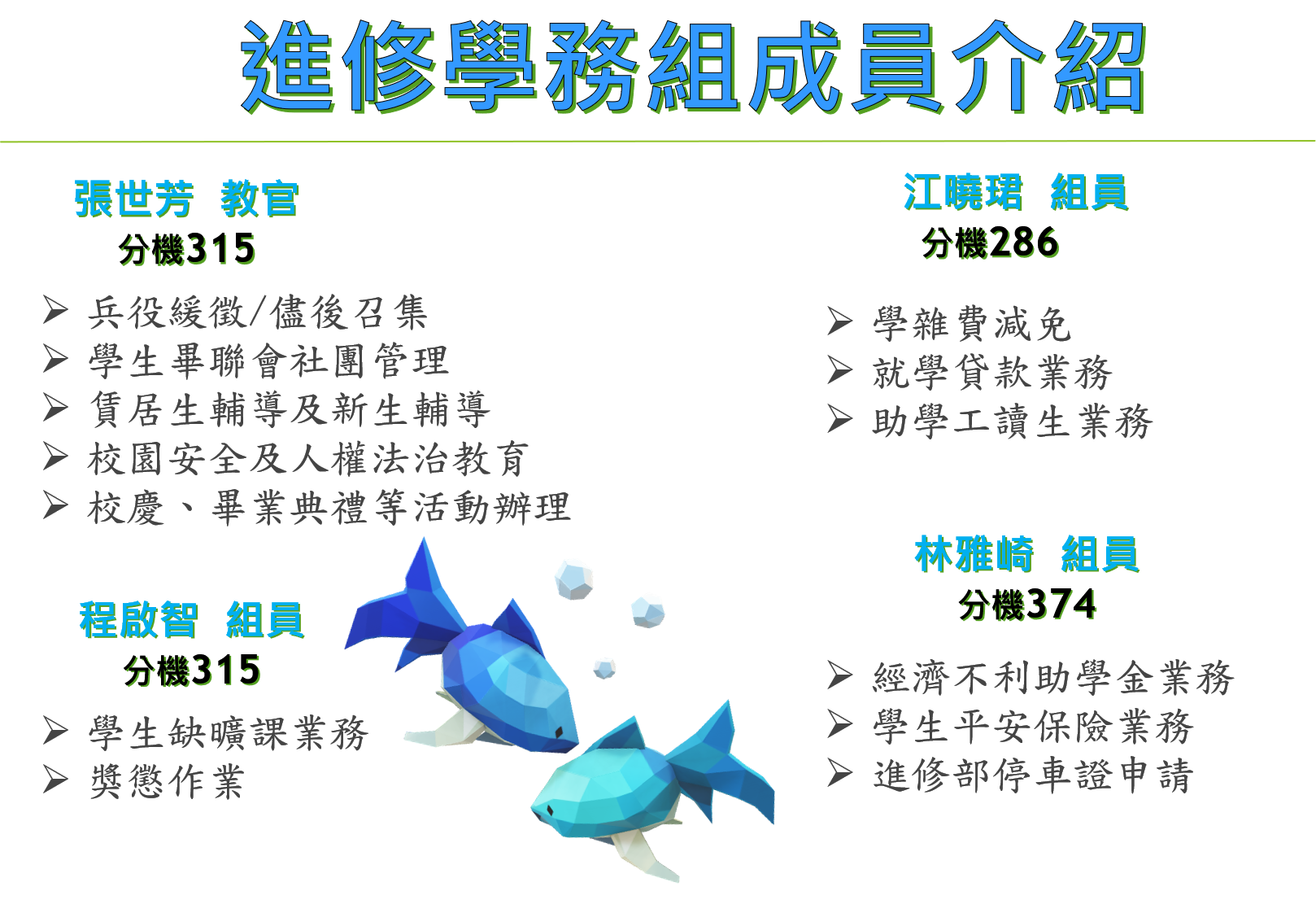 進修部職員業務介紹