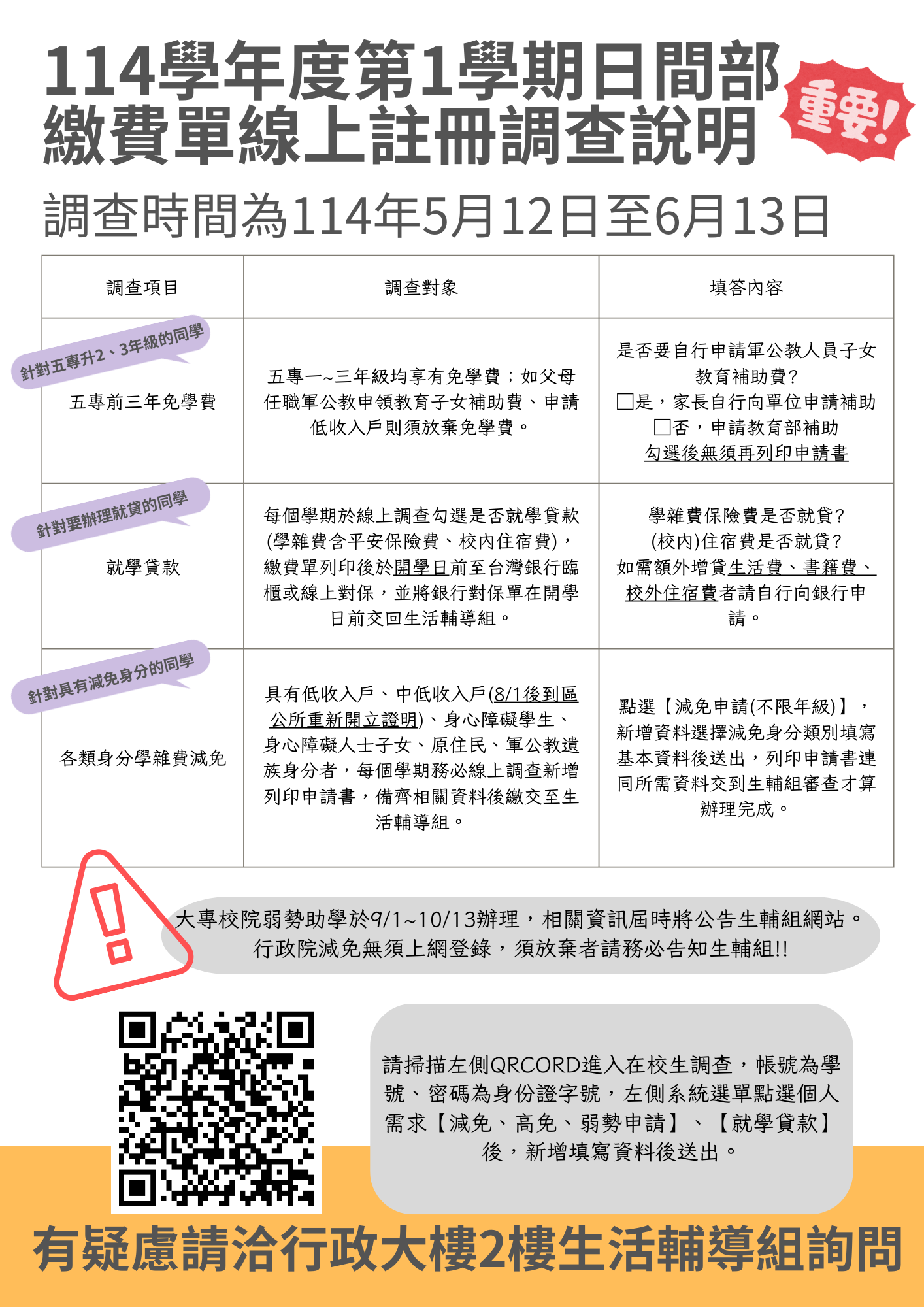 在校生註冊調查