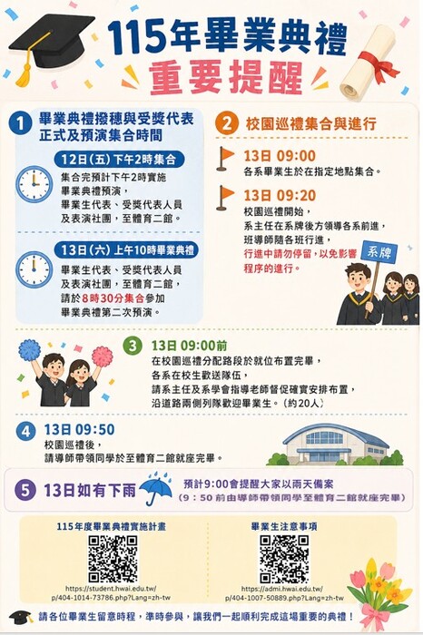 115年畢業典禮重要提醒圖片