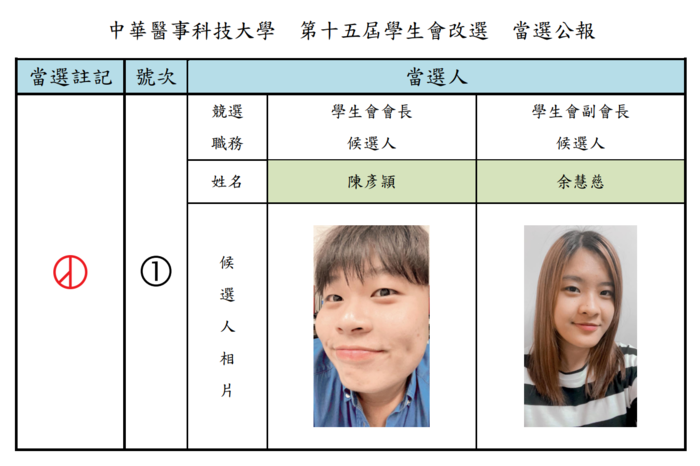 學生會當選公報圖片