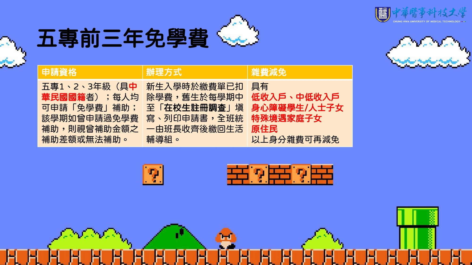 五專前三年免學費